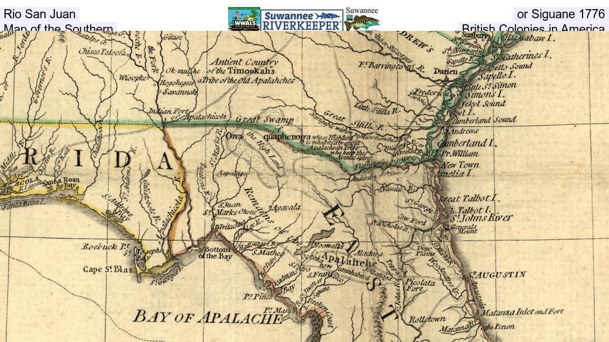 Rio San Juan, or Seguane 1776, Map of the Southern British Colonies in America