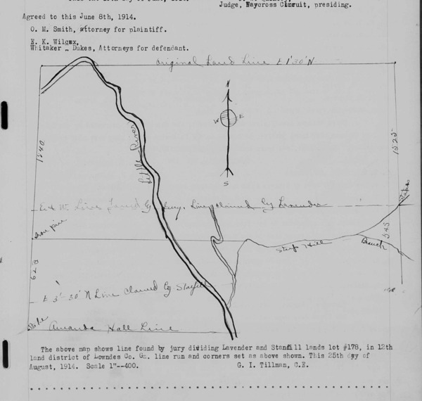 [Steep Hill Branch in 1914 survey plat]