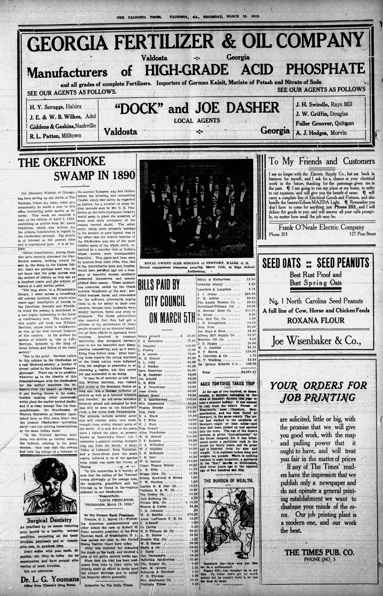 THE OKEFINOKE SWAMP IN 1890 --Louis Pendleton 1918-03-18