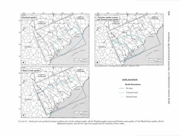Figure 87. Model grid and specified boundary conditions for..., 1996-01-01, --Walter R. Aucott, USGS PROFESSIONAL PAPER 1410-E