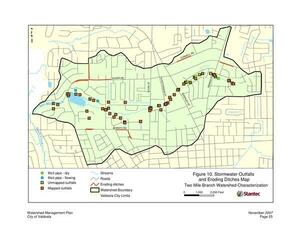 [Figure 10: Stormwater Outfalls and Eroding Ditches Map]