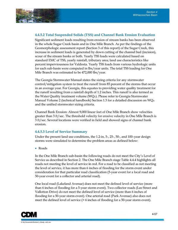 Suspended Solids, Erosion, and Level of Service