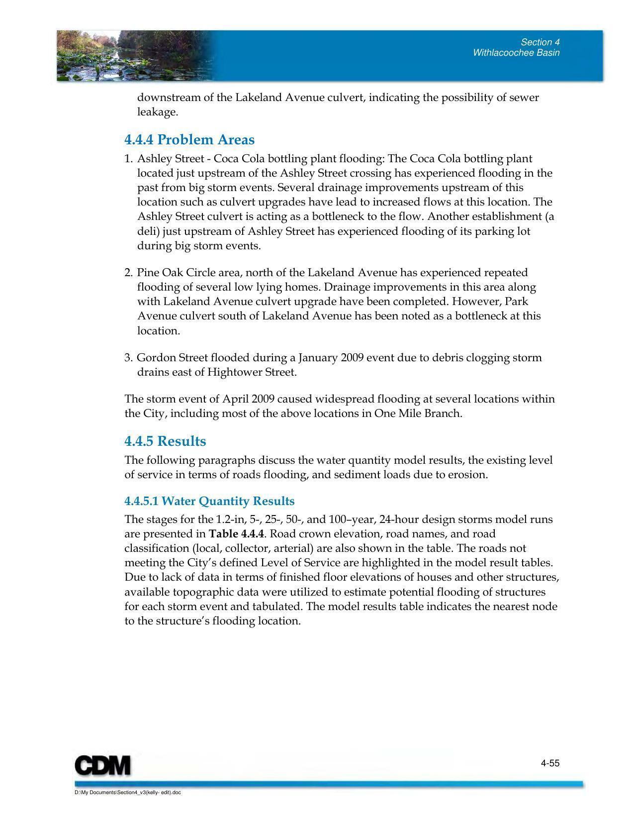 Problem Areas, Results, and Water Quality Results