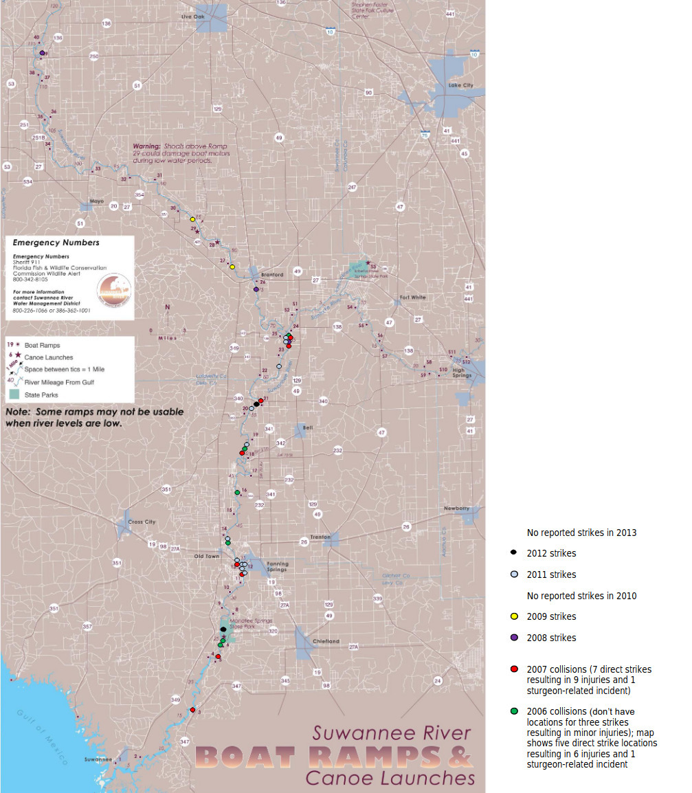 2007-2013 Sturgeon strikes (FL FWC)