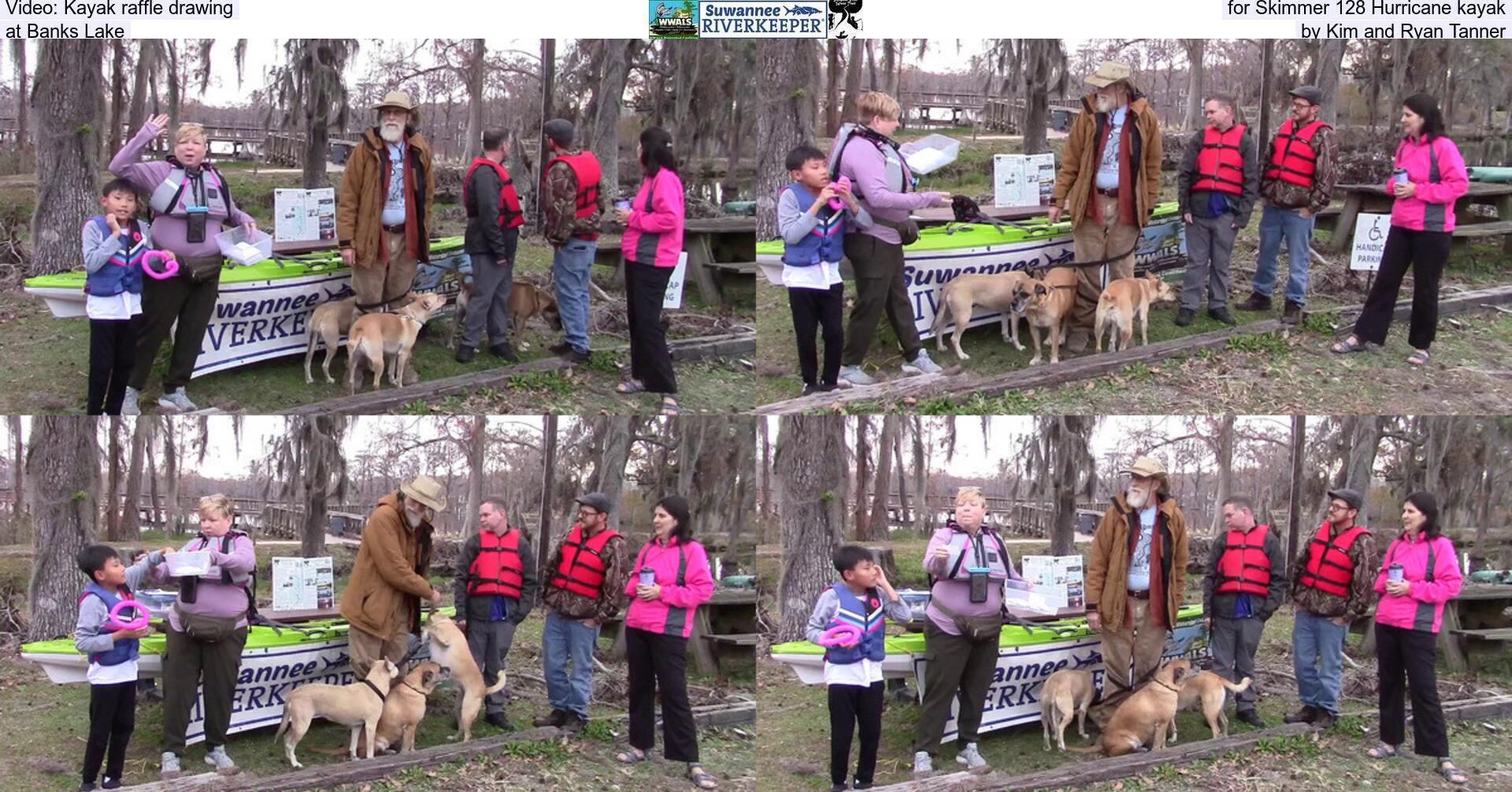 Video: Kayak raffle drawing for Skimmer 128 Hurricane kayak, at Banks Lake, by Kim and Ryan Tanner