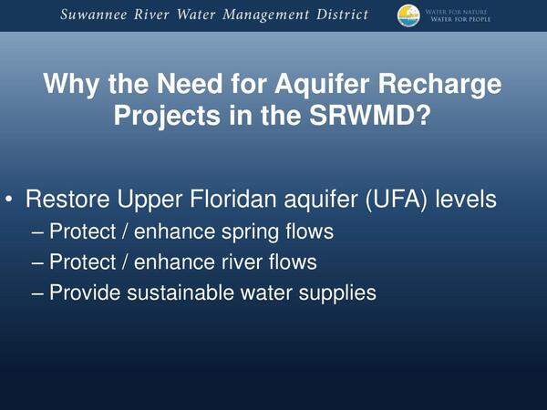 Why Aquifer recharge projects?