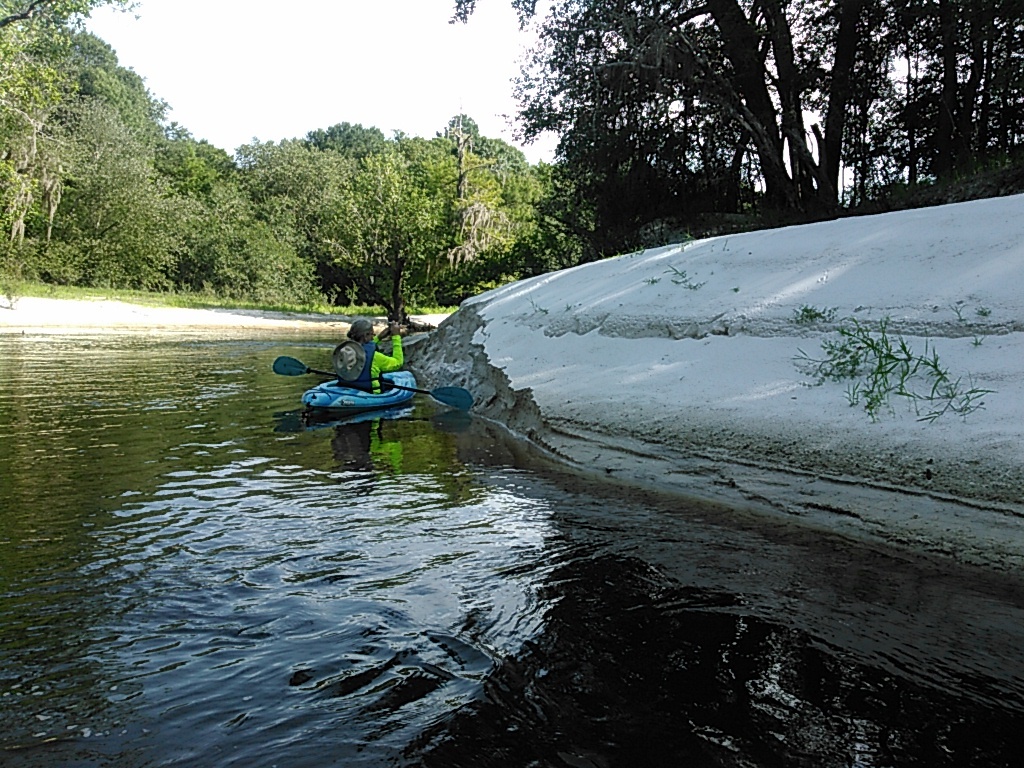 Gretchen Quarterman at eroded sand, --jsq 09:39:07, 31.032, -83.0485