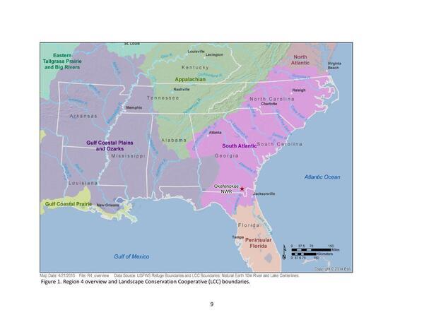 Figure 1. Region 4 overview and Landscape Conservation Cooperative (LCC) boundaries.