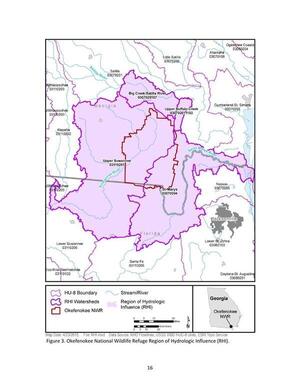 [Figure 3. Okefenokee National Wildlife Refuge Region of Hydrologic Influence (RHI).]