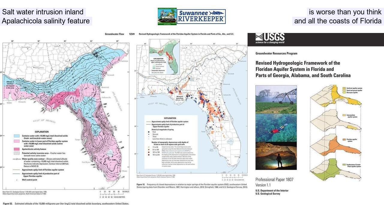 Salt water intrusion inland is worse than you think, Apalachicola salinity feature, and all the coasts of Florida