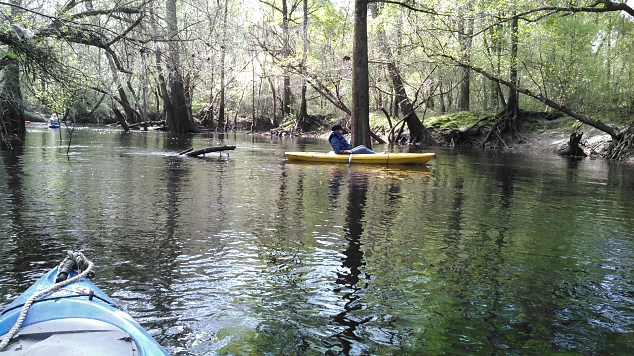 Betty boating along: she never fell in