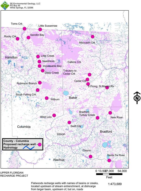 [Map: Flatwood Recharge Wells]