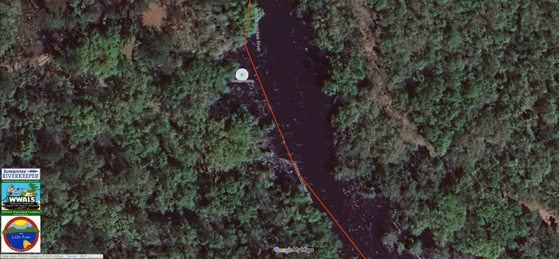 Map: Mcintyre Spring Withlacoochee River --WLRWT 2025-10-18