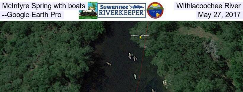 McIntyre Spring with boats, Withlacoochee River --Google Earth Pro, May 27, 2017