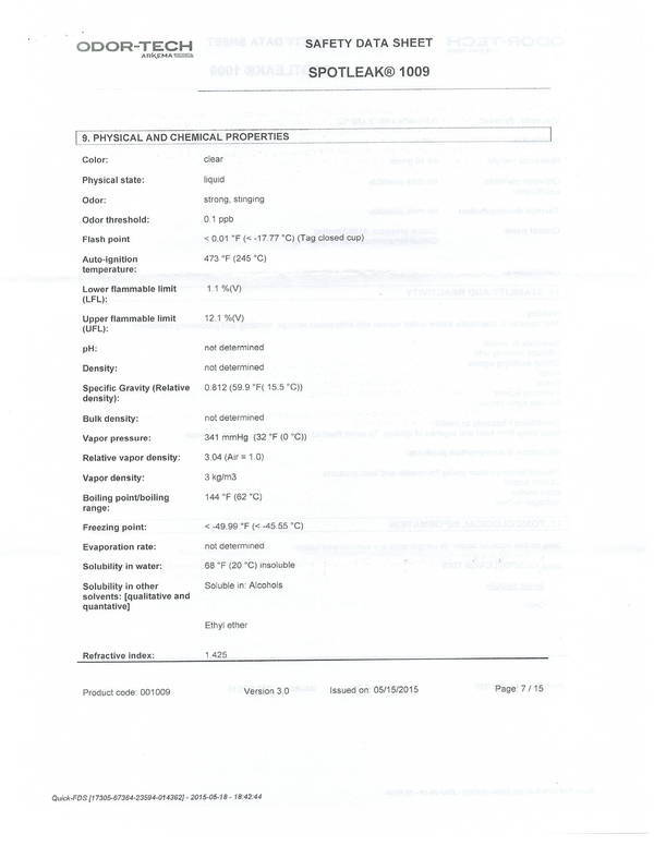 Physical and chemical properties