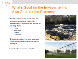 What’s Good for the Environment is Also Good for the Economy