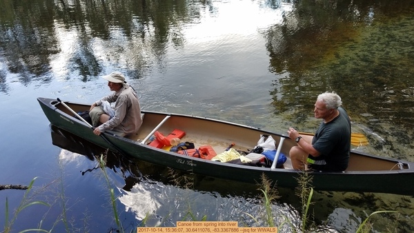 Canoe from spring into river, 2017-10-14, 15:36:07, 30.6411076, -83.3367886 --jsq for WWALS