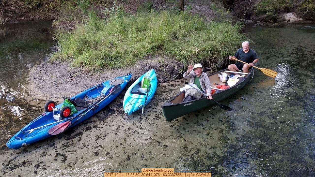 Canoe heading out, 2017-10-14, 15:35:50, 30.6411076, -83.3367886 --jsq for WWALS