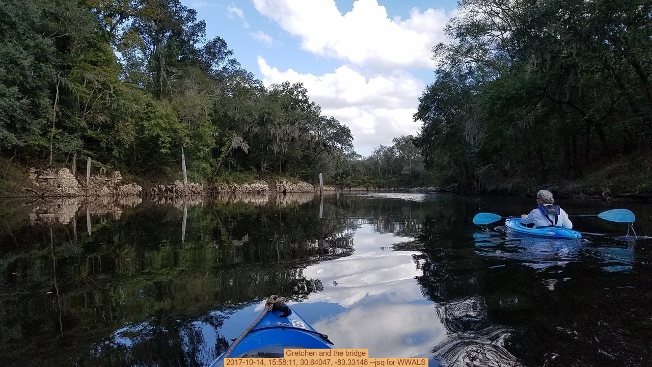 Gretchen and the bridge, 2017-10-14, 15:58:11, 30.64047, -83.33148 --jsq for WWALS