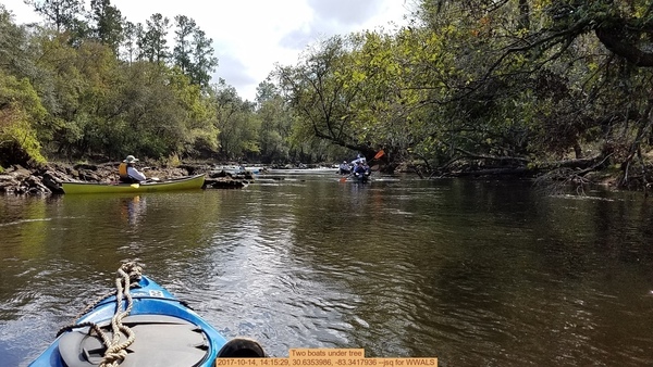 Two boats under tree, 2017-10-14, 14:15:29, 30.6353986, -83.3417936 --jsq for WWALS