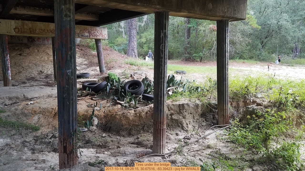 Tires under the bridge, 2017-10-14, 09:28:15, 30.67516, -83.39423 --jsq for WWALS