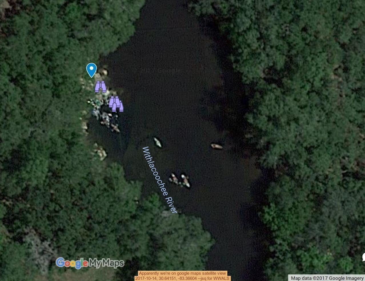 Apparently we're on google maps satellite view, 2017-10-14, 30.64151, -83.36604 --jsq for WWALS