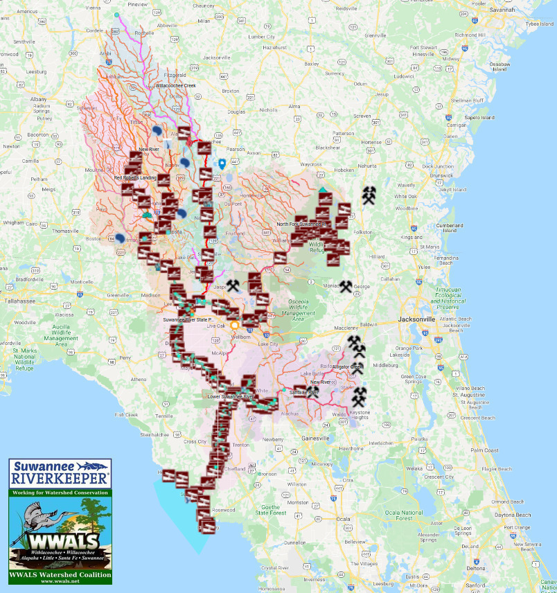 Suwannee River Basin, landings, logos