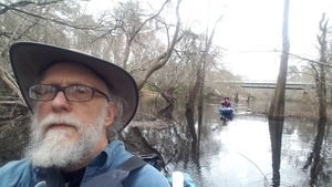 [Confluence selfie with Cathy Smith and Hagan Bridge, 10:35:13, 31.01437, -83.30206]