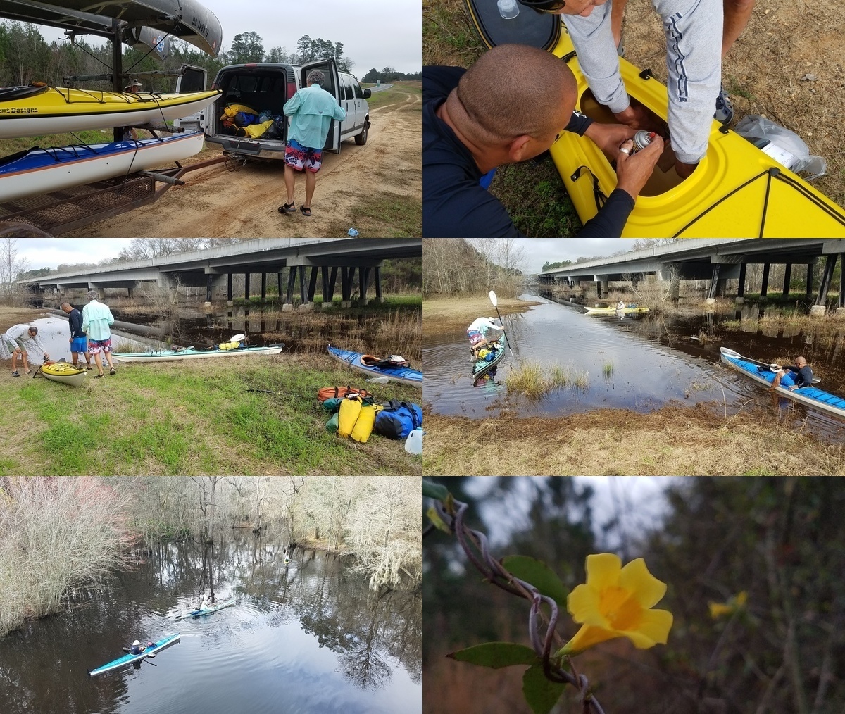 Boats, Leak, Paddlers, River, Yellow Jessamine