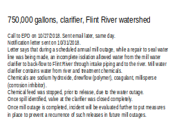 750,000 gallons, clarifier, Flint River watershed