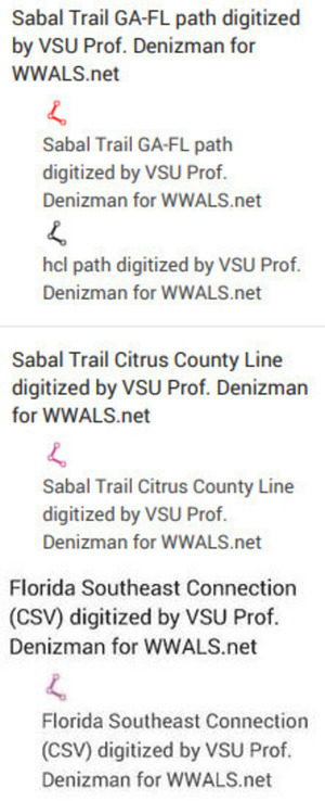 [Legend, WWALS Sabal Trail Map]