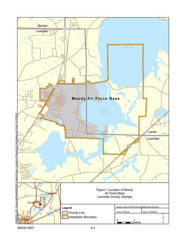 [Figure 1 Location of Moody Air Force Base, Lowndes County, Georgia]