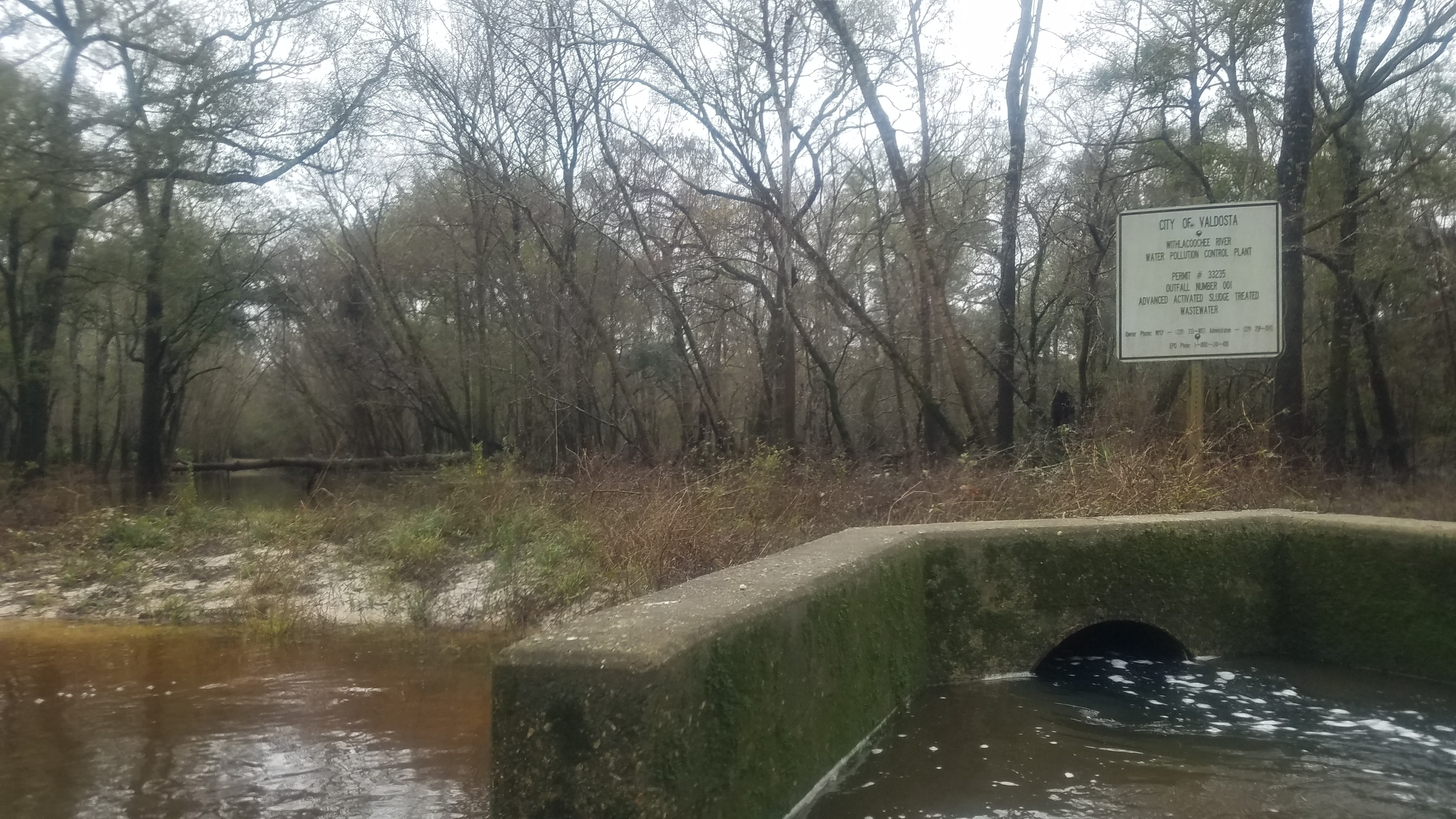 Pipe, sign, outfall, 11:30:02, 30.8361647, -83.3594685