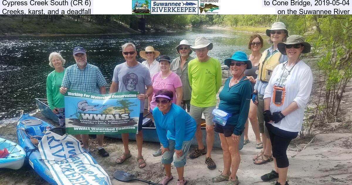 Cypress Creek South (CR 6) to Cone Bridge, 2019-05-04, Creeks, karst, and a deadfall on the Suwannee River