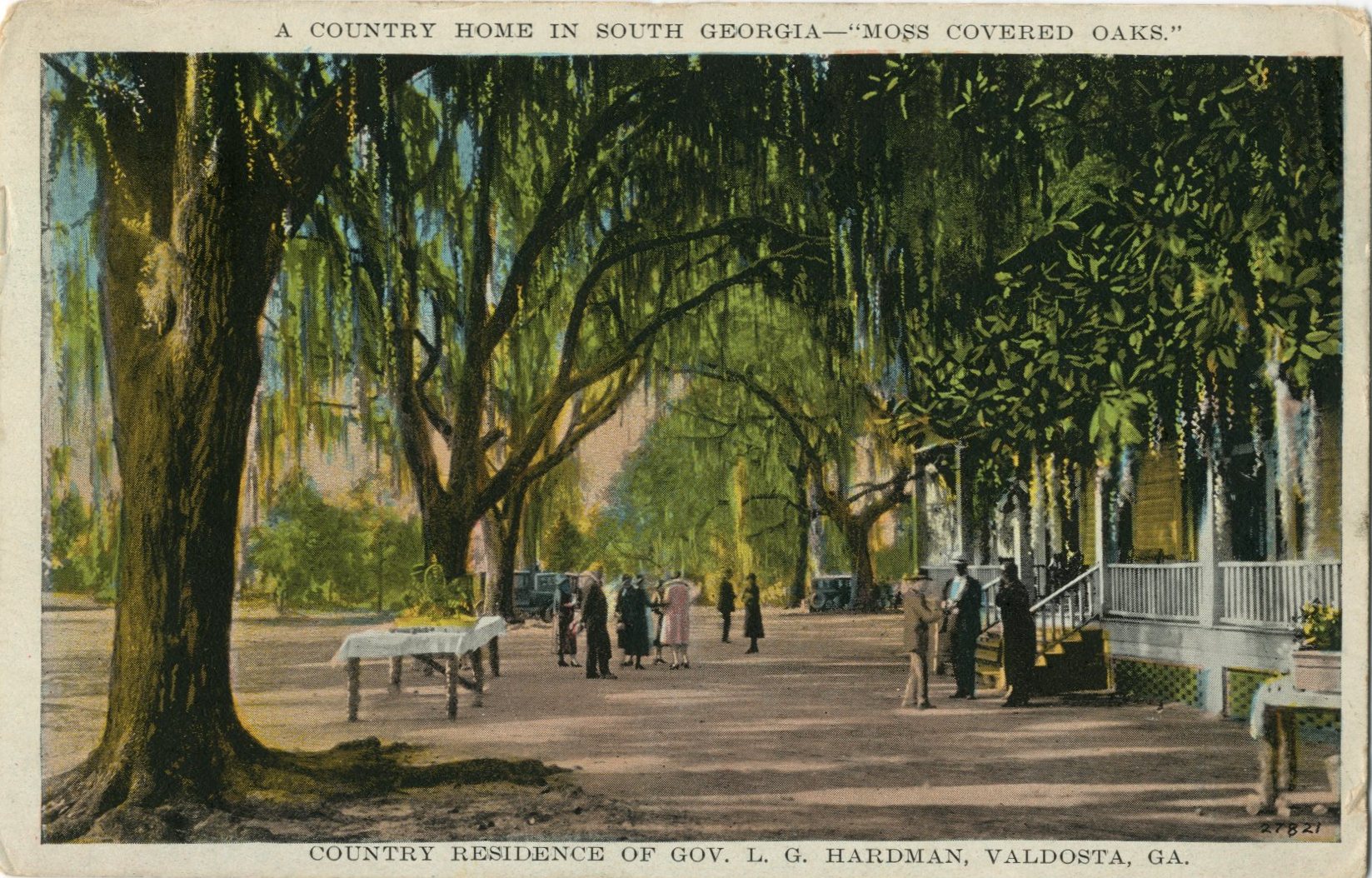 Gov. L.G. Hardman Home near Valdosta Post Card 1928