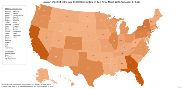 [44,000 commenters against strip mine on a map]