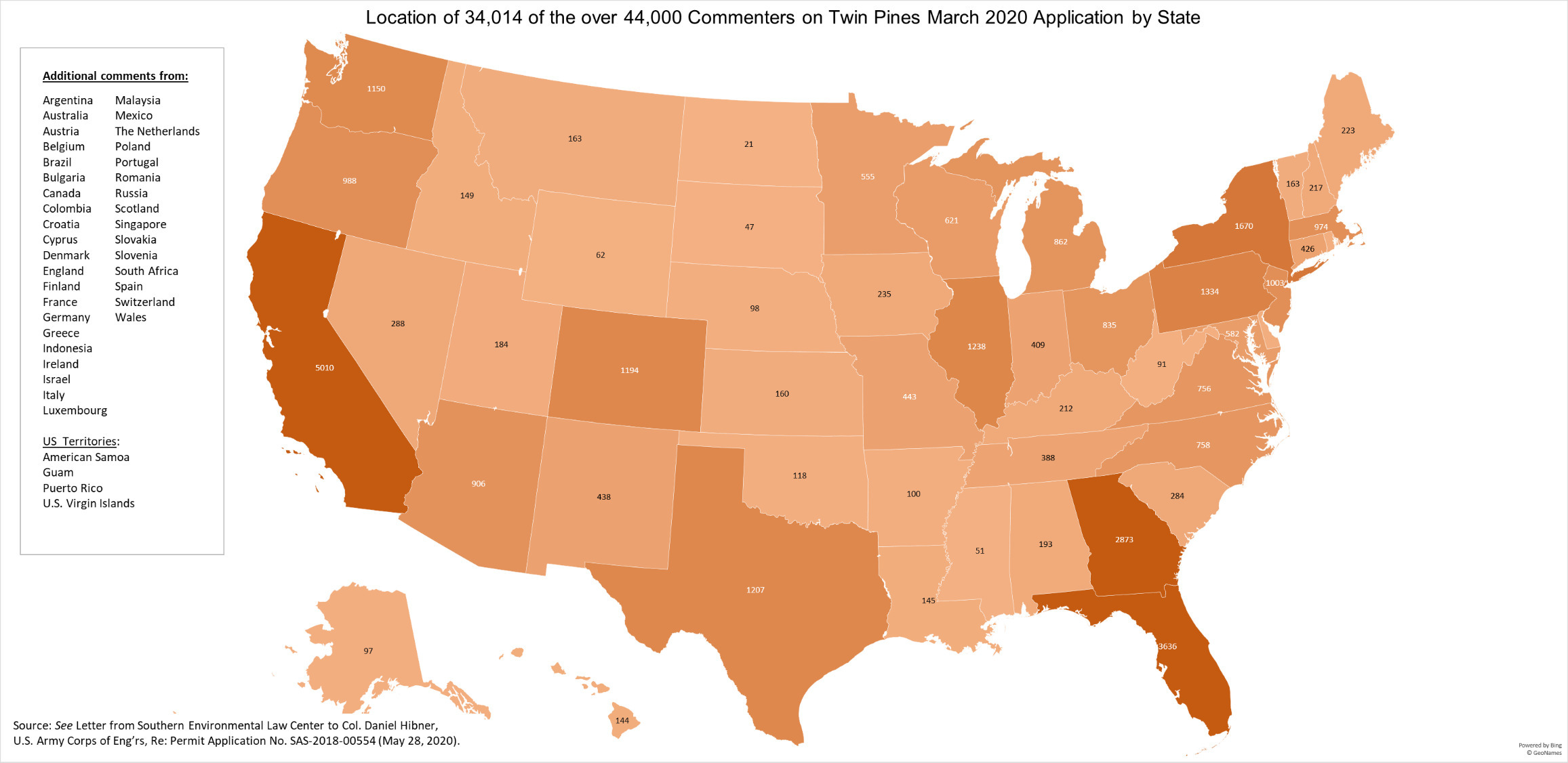 44,000 commenters against strip mine on a map