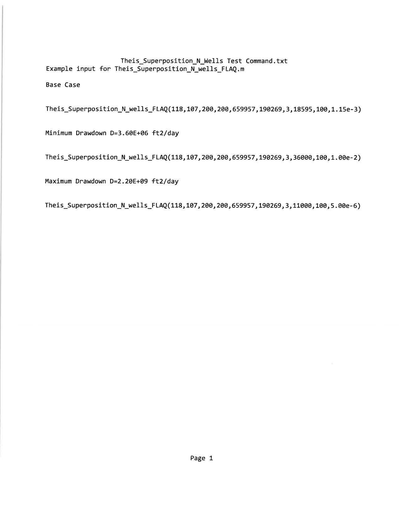 Example input for Theis_Superposition_N_wells_FLAQ.m