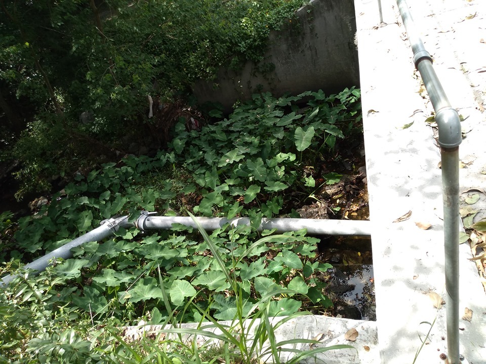 Pipe bend below bridge