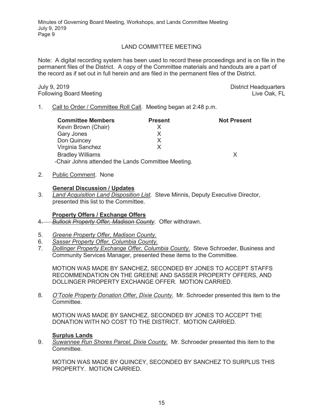 Madison and Columbia County lands accepted