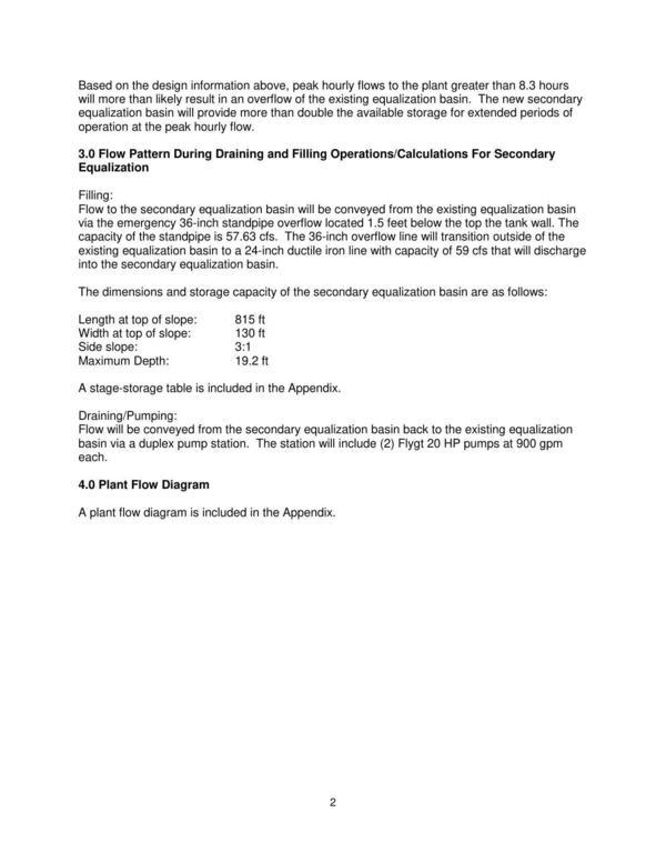 3.0 Flow Pattern During Draining and Filling Operations/Calculations For Secondary