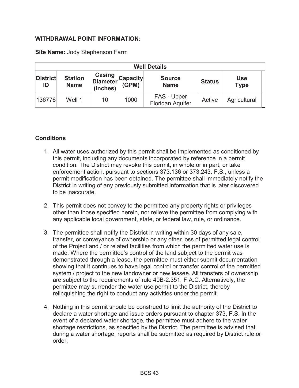 enforcement action, pursuant to sections 373.136 or 373.243, F.S., unless a