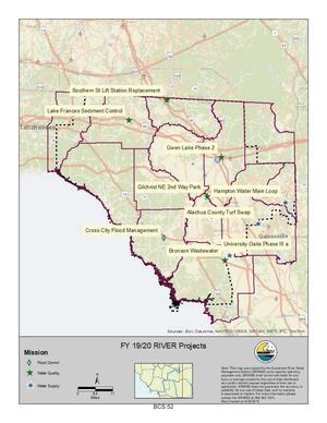 [Map: FY 19/20 RIVER Projects]