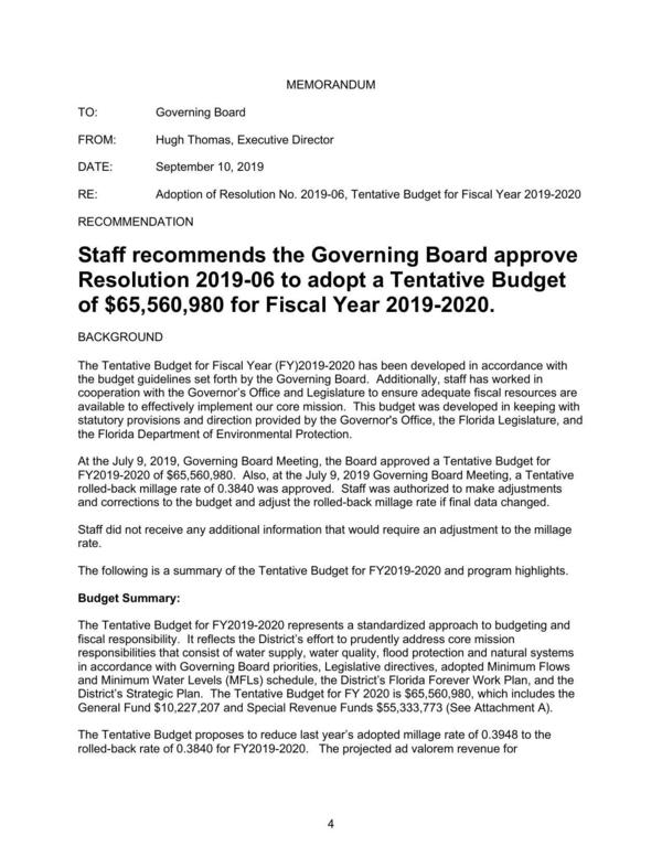 [Staff recommends adopt $65,560,980 budget.]