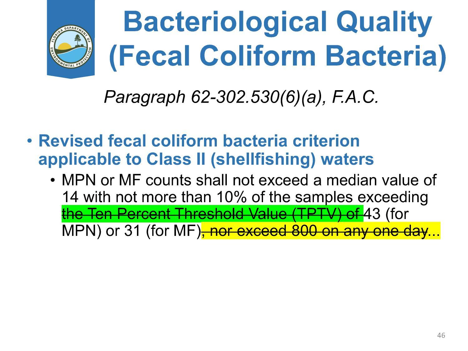 (Fecal Coliform Bacteria)