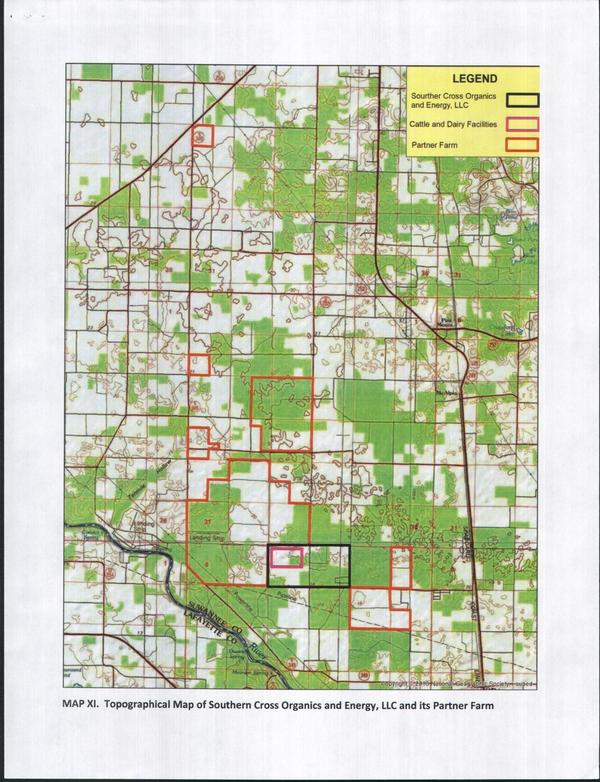 MAP XI. Topographical Map of Southern Cross Organics and Energy, LLC and its Partner Farm