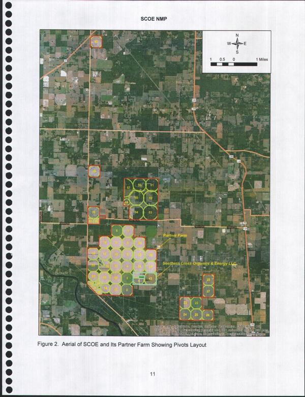 Figure 2. Aerial of SCOE and Its Partner Farm Showing Pivots Layout