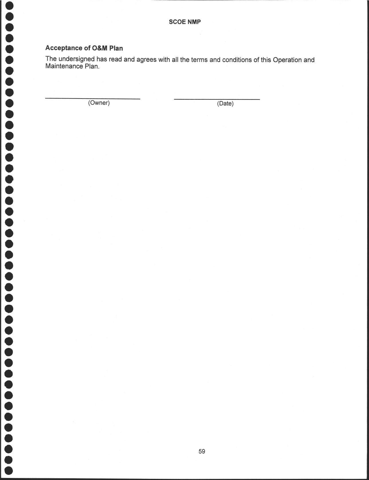 e Acceptance of O&M Plan