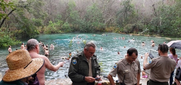 [Rangers celebrating anniversaries of this park and park system]