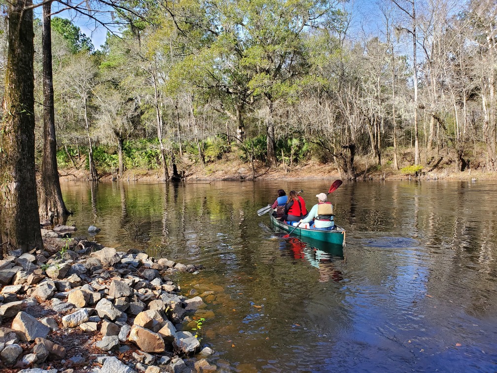 Reporters in Suwannee Riverkeeper canoe